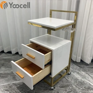 Yoocell Beauty Salon Spa rolling trolley 2 storage trays With Dryer Holders