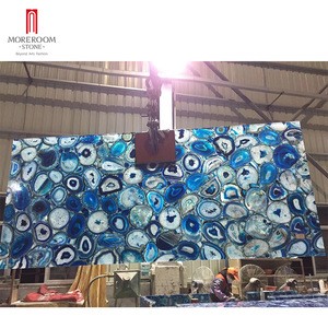 Yunfu factory blue marble table top blue onyx price Blue agate slab