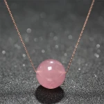 Zooying 8mm beaded  stainless steel pendant natural stone crystal necklace
