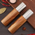 Electric Wooden Pepper Grinder and Salt Mill Set Gravity Operated Automatic Stainless Steel Spice Grinders