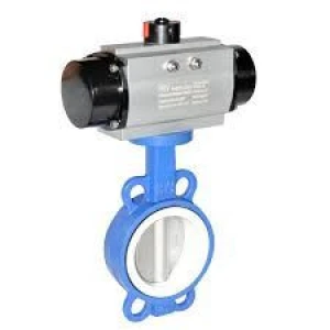 pneumatic cast iron body & DI disc ss410 shaft ptfe seal wafer type butterfly valve