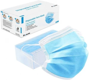Protectin Face Mask 50 Pack - 3 Ply Disposable Protective Face Masks with Ear Loops and Adjustable Nose Bridge for Everyday Use and Social Distancing