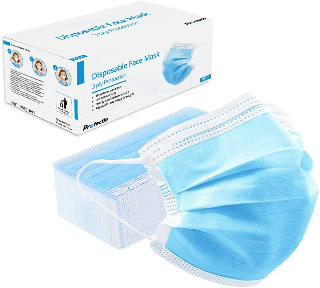 Ptotection Mask Buy Protectin Face Mask 50 Pack - 3 Ply Disposable Protective Face ...
