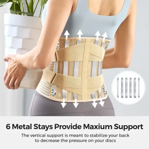 Cosybrace Back Braces for Lower Back Pain Relief with 6 Stays, Breathable Back Support Belt for Men/Women for work