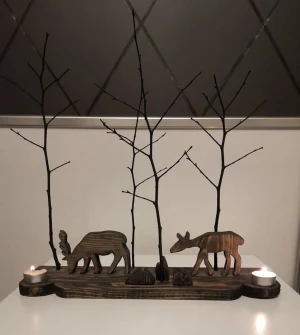 wooden deer table decor