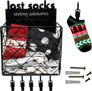Lost Socks Basket for Laundry Room Metal Wire Basket
