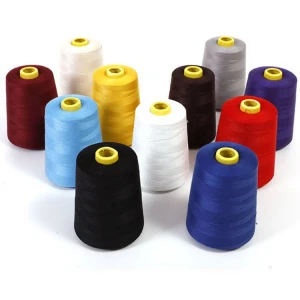 dyed colors 100% spun polyester yarn on plastic cone with various counts and colors