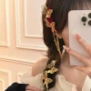 Gold Butterfly Tassel Hair Clip Chinese Style Hanfu Side Bang Barrette Vintage Hair Accessory