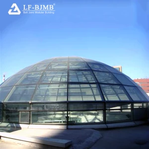 Prefab Fast Installation glass roof atrium steel structure dome building roof