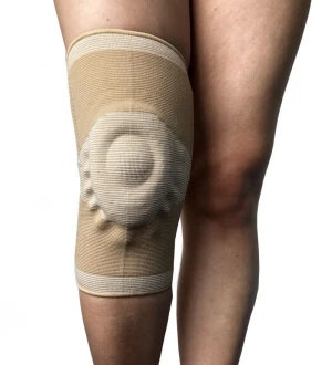 Gel Padded Elastic Knit Knee Support Brace with Hinge Stays