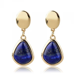 Lapis Lazuli Customized Solitaire Earring | 925 Silver Jewelry Manufacturing | 18k Gold Planted Earring Manufacturing