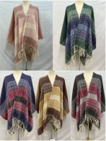 plaid woven ponchoes/ruana