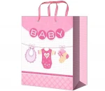 Pink Shopping Bag with Ribbon Handle