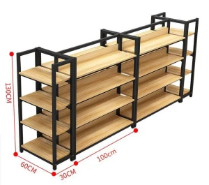 Industrial Modular Wooden Metal Shelving Unit – Heavy Duty Retail Display Rack 130x100x60 cm | Adjustable Multi-Layer S