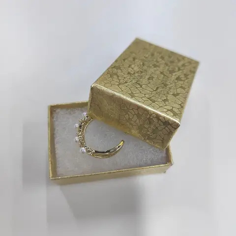 #10 Custom Mass Production Lid And Base Cotton Filled Jewelry Boxes Gold Foil Paper Box For Ring Earrings