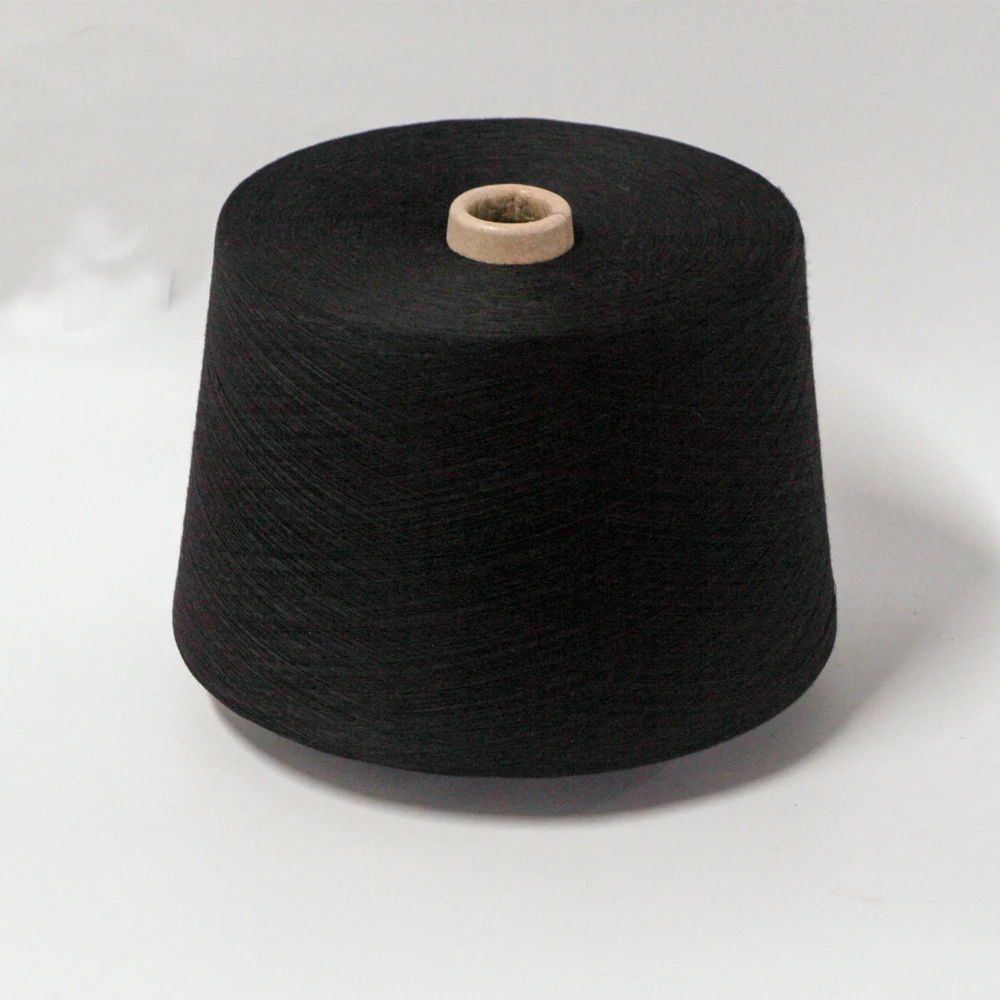 100% Polyester Dope Dyed Black Spun Yarn 32S For Sock And Circular Knitting Machine