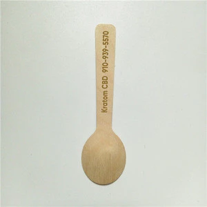 10cm disposable wooden spoons with logo on both side