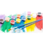 12pcs Foldable orient bamboo ribs white Paper Hand Fans with safety environment DIY acrylic paint 6pcs and 2pcs painting brush
