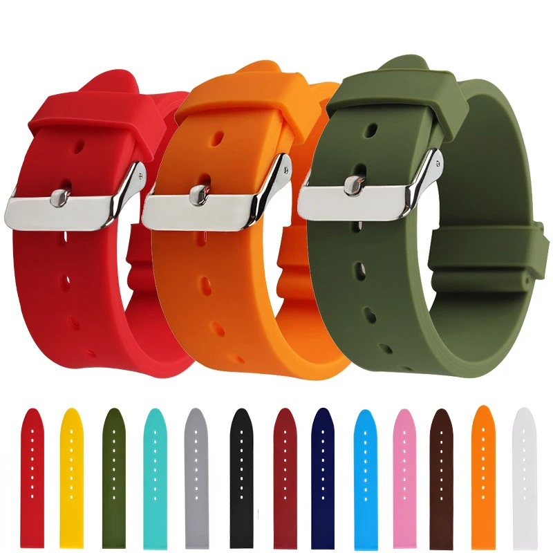 16mm 18mm 20mm 22 mm Silicone Watch Band Adjustable Rubber Watch Strap
