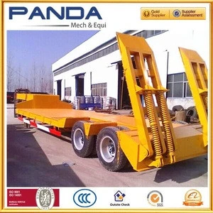 2 Axle Low Bed Truck Trailer for transporting crane,excavator,tractor with ladder&amp;post optional