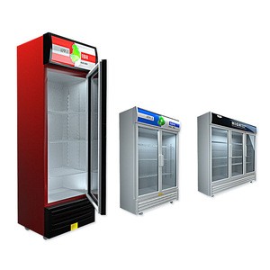 2 glass door commercial vertical soft drink refrigerator display fridge