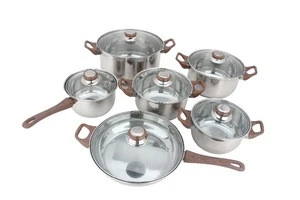 2018 kitchen accessories 12 pcs stainless steel cookware set with glass lid
