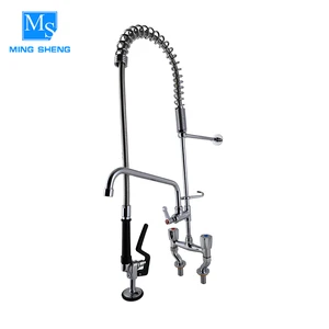 2018 New fashion commercial kitchen chrome pre rinse kaiping tap faucet with pull out sprayer head accessories