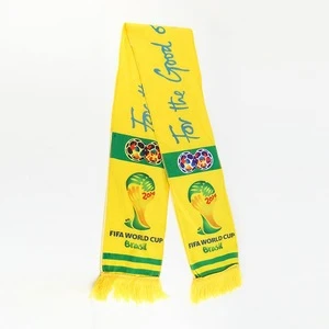 2018 Newest top quality custom portable yellow world competition support knitted football sport scarf