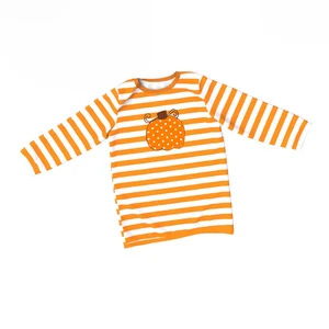 2018 Wholesale Fall Winter Kids Clothing Girl Pumpkin Embroidery Halloween Boutique Outfit