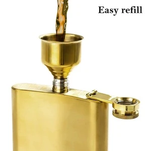 2019 New Hot Sale 8 oz Gold Hip Flask Set/stainless steel hip Flask for Liquor + Funnel in a Beautiful Gift Box