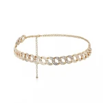2020 Creative Full of Crystals Simple Cross Geometry Chain Belt Versatile Cool Exaggeration Body Pendant Waist Chain