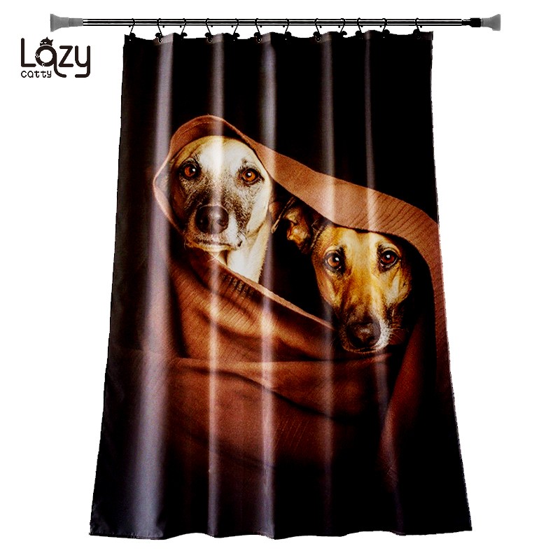 2020 Dog digital printed waterproof modern style polyester animal shower curtain