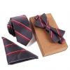 2020 High quality bow tie set necktie gift for men Polyester tie and handkerchief Jacquard woven tie