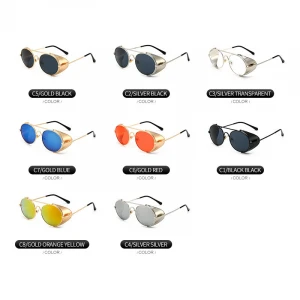 2020 new fashion sunglasses steampunk round retro locomotive steampunk glasses UV400 sunglasses metal frame