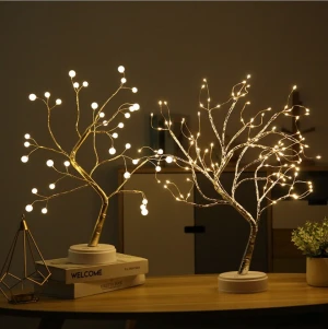 2020 new style battery and USB powered touch control desk top 108LED copper christmas tree light