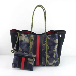 2020 New style colorful print neoprene beach bag wholesale women tote handbag