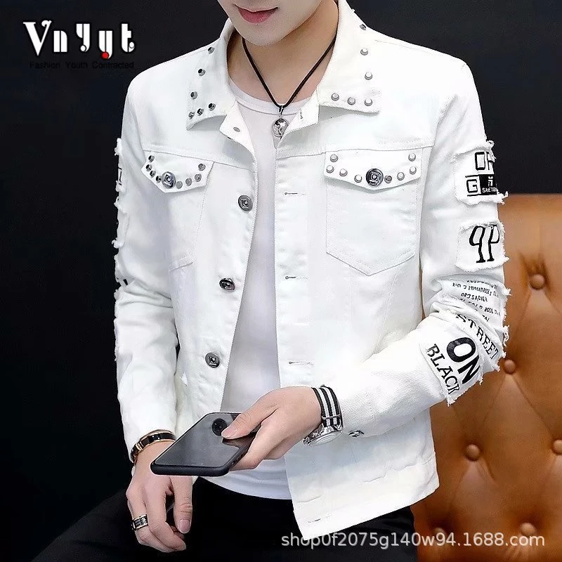 2020Autumn and winter mens denim jacket trendy Hong Kong style denim jacket youth super mens denim jacket
