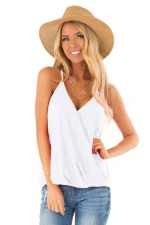 2021 new stylish summer ladies sleeveless  tank top women camisole fashion cross pleated t shirt tank top