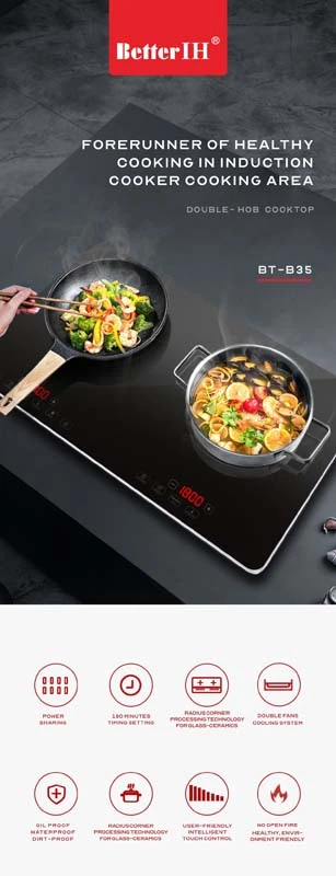 2021 OEM Professional Custom Logo 220-240V/120V 3500W/1800W Double-Hob Induction cooker-Made by Better IH