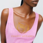2021 Wholesale Summer Towel Beach Blouses Crop Tank Top Cozy Sleeveless Lounge Wear Terry Towel Top