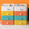 2022 New Stackable Drawer Plastic Storage Box Office Desktop Solid Color Storage Box