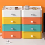 2022 New Stackable Drawer Plastic Storage Box Office Desktop Solid Color Storage Box