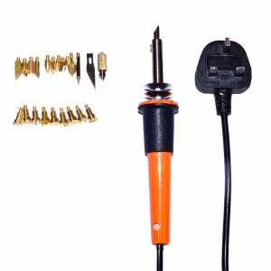 220v 30w UK Plug 22 tips Orange handle WoodBurning Pen soldering iron Hobby Kit tool