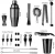 Import 24-Piece Bartender Kit Cocktail Shaker Set with Espresso Bamboo Stand from China