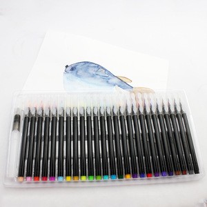25+1 Colors with Clip Refillable Real Art Markers Watercolor Brush Pens for Calligraphy
