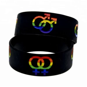 25PCS Gay Pride Silicone Wristband Mix Male and Female Symbol One Inch Wide