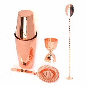 28oz 18 oz Boston Cocktail Shaker Barware Set 2oz Measuring Jigger rose gold Twisted Mixing Spoon