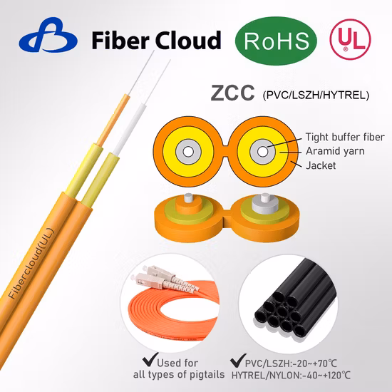 2core Customized Mutimode Duplex Zipcord Interconnect Gjfj8V/H Dual Core Figure 8 Indoor Optical Fiber Cable Wire