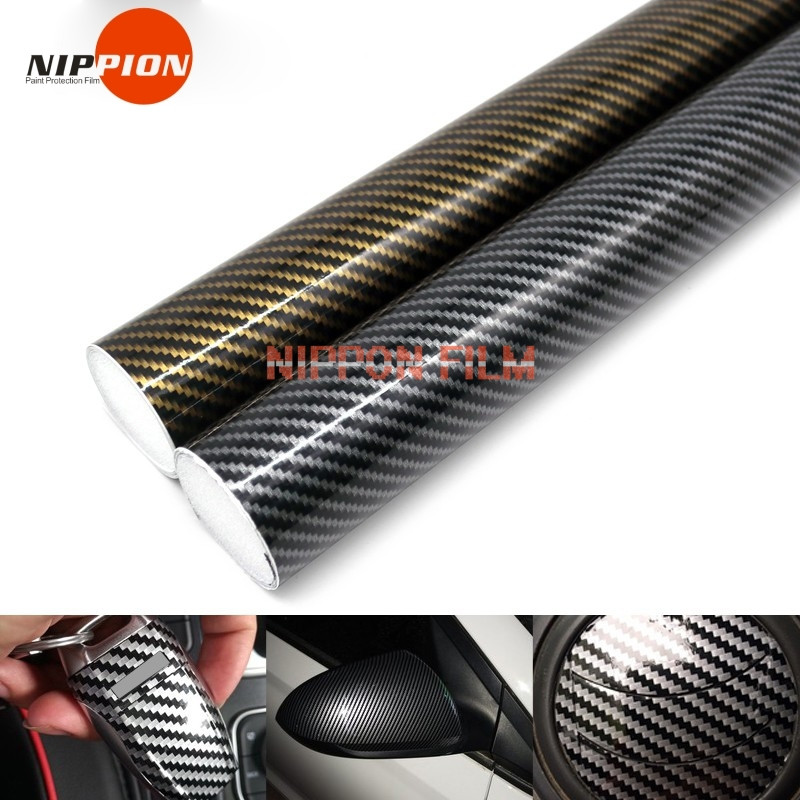 Buy 2d Black Gold High Glossy Carbon Fiber Vinyl Wrap Film Ventilation ...