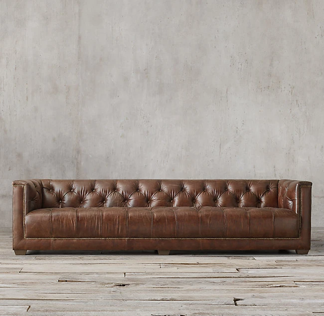 3 seater sofa in vintage italian leather / Germany designer sofa